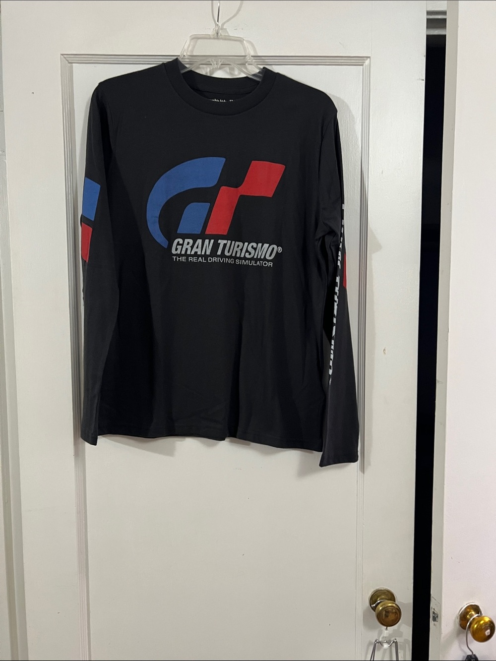 abercrombie kids Black Long-Sleeve Gran Turismo Tee with Blue and Red Logo